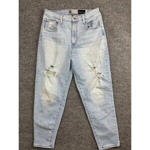 Levis Silvertab Mom Jeans Womens W32 L29 Light Wash High Rise Distressed